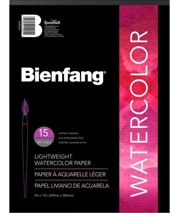 Bloc 15 hojas de papel para acuarela 9 x 12 pulgadas 146 gramos Bienfang frente