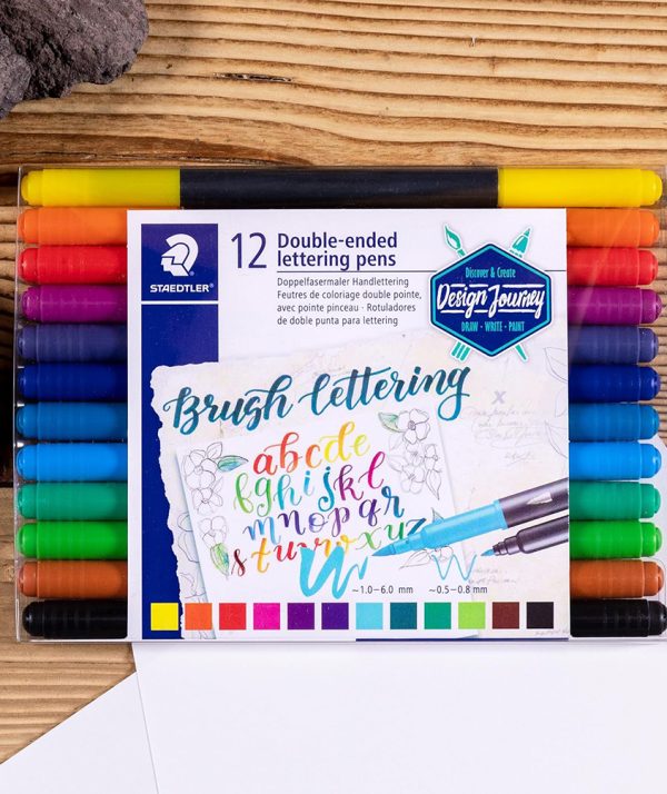 Marcadores para lettering 12 unidades doble punta Staedtler estuche