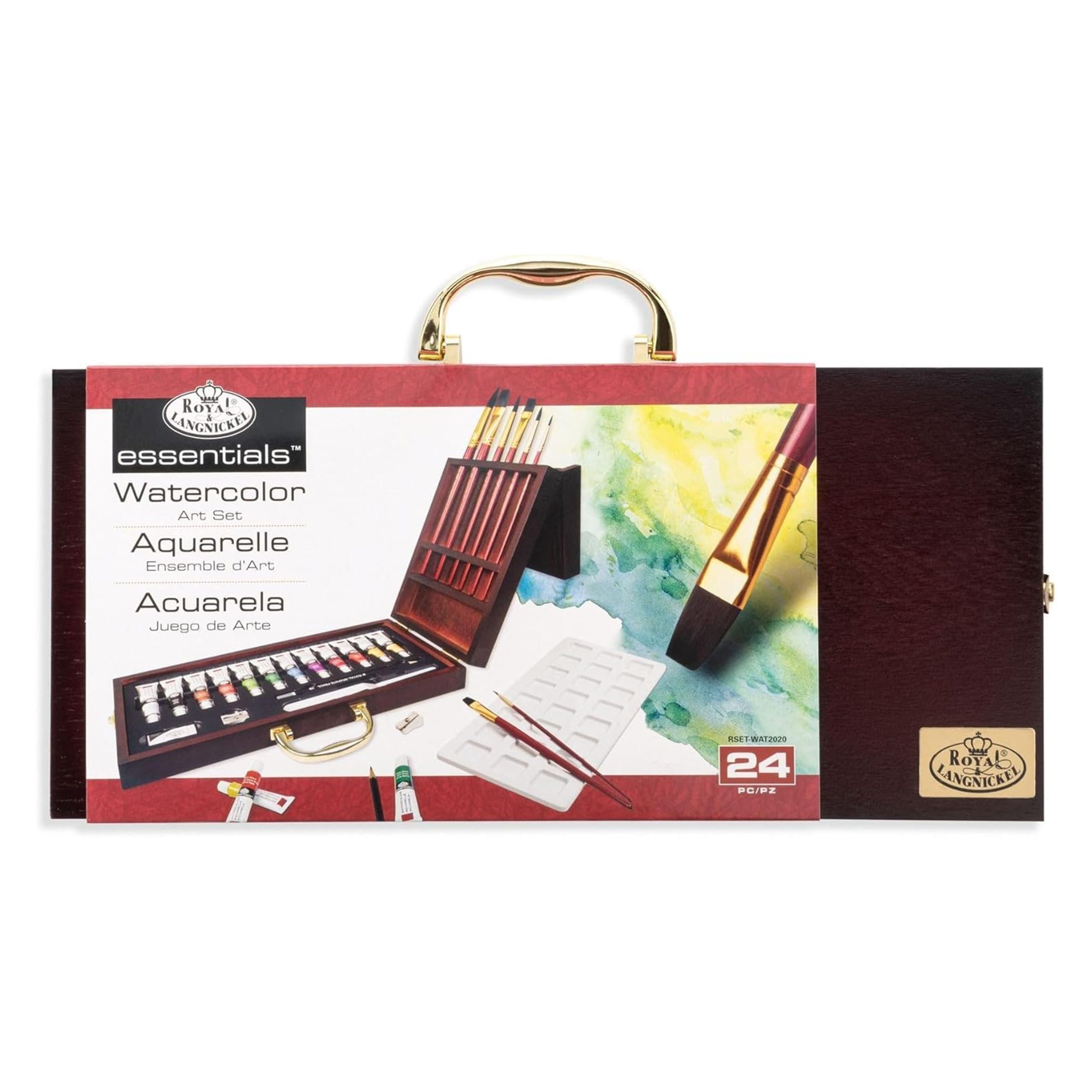 Set pinturas acuarelables con estuche de madera Royal & Langnickel caja frente