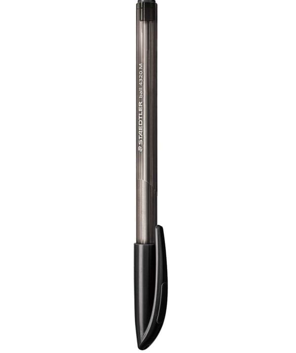 Bolígrafo triangular color negro, ancho de línea F Staedtler con tapa