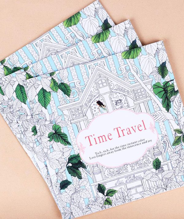 Libro para colorear time travel 185 x 185 mm en uso